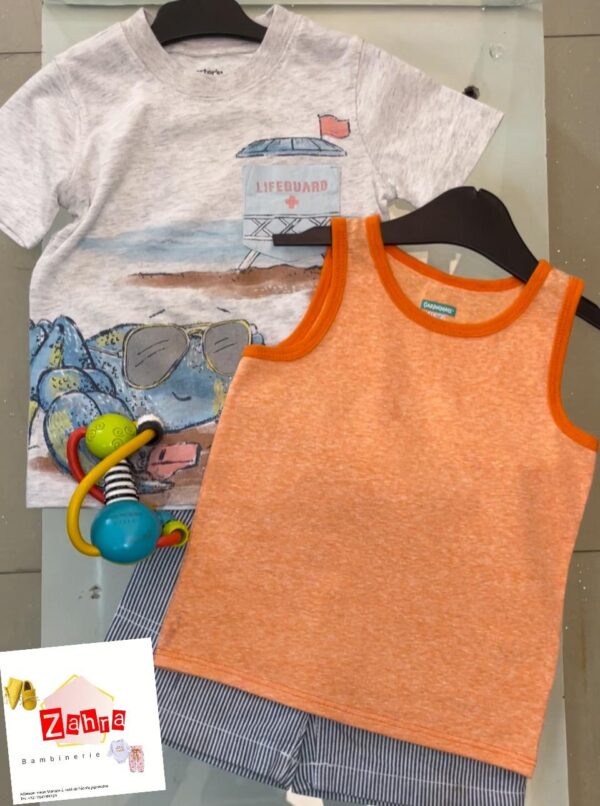 Tee-shirt debardeur et short garçon 2 ans