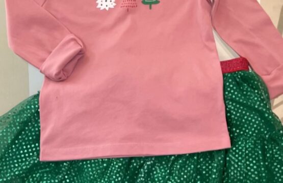Ensemble Noël Tee-shirt à Longues Manches et Jupe pour Enfant - Taille 4 Ans