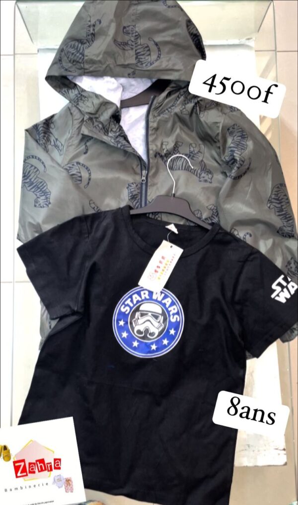 Lot blouson et tee shirt 8 ans